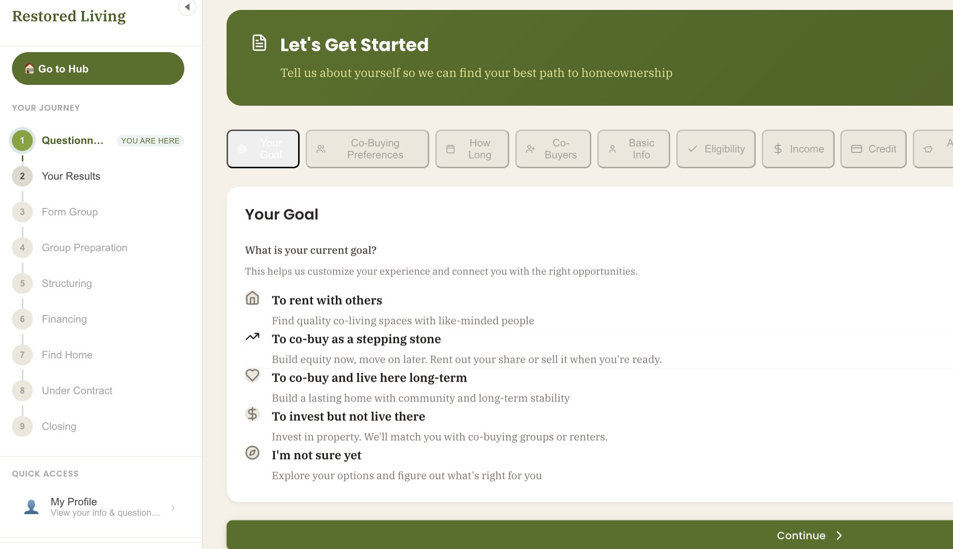 Let's Get Started - Co-Buying Profile Questionnaire